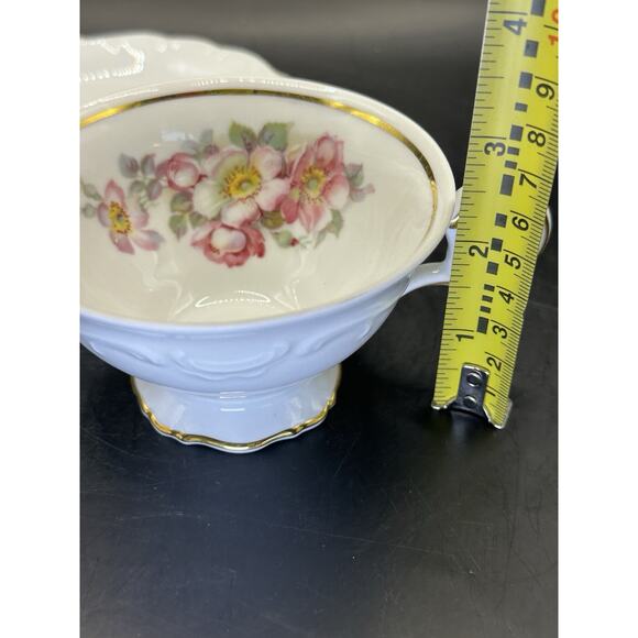 Schumann Arzberg Porcelain Tea Cup and Saucer Wild Roses Gilt Trim Swirl - Picture 9 of 9